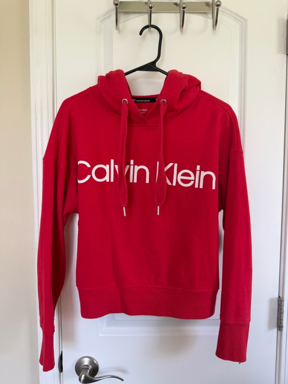 Calvin Klein Bright Red Logo Pullover Hoodie